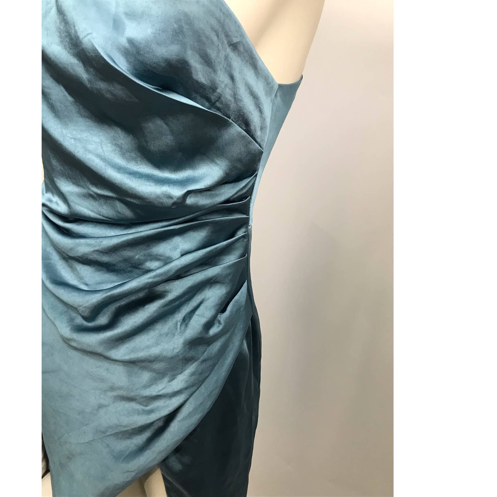 Rosedress Blue One Shoulder High Slit Satin Cocktail Party Dress Womens S — image 5 of 8